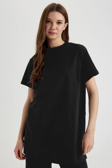 Regular Fit Crew Neck Short Sleeve Tunic