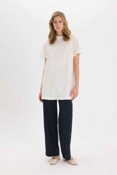 Regular Fit Crew Neck Short Sleeve Tunic