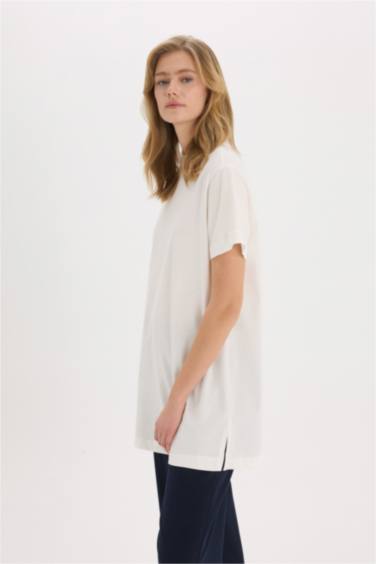 Regular Fit Crew Neck Short Sleeve Tunic