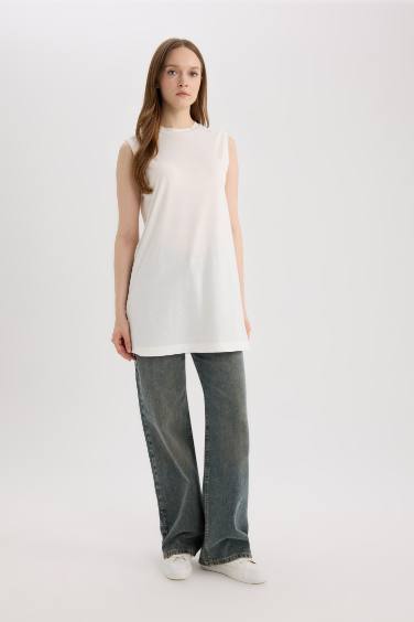 Regular Fit Crew Neck Short Sleeve Tunic