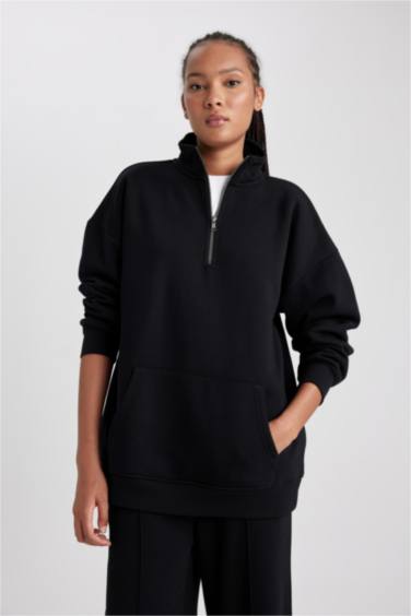 Свитшот оверсайз на молнии из плотной ткани