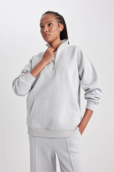 Свитшот оверсайз на молнии из плотной ткани