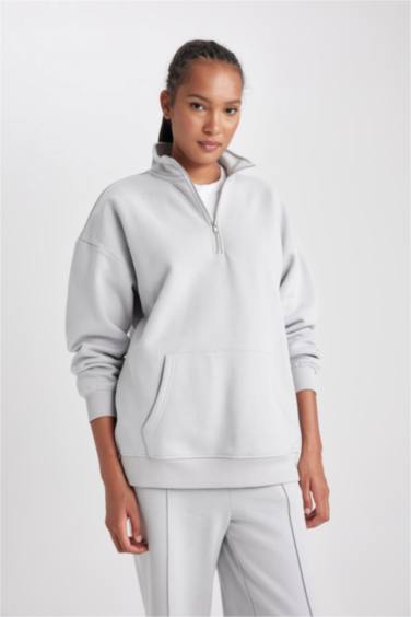 Свитшот оверсайз на молнии из плотной ткани