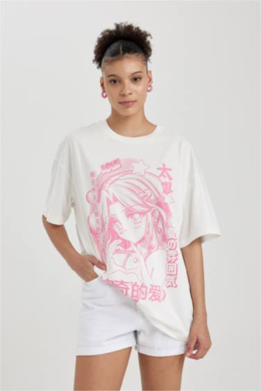 Oversize Fit Printed Short Sleeve T-Shirt