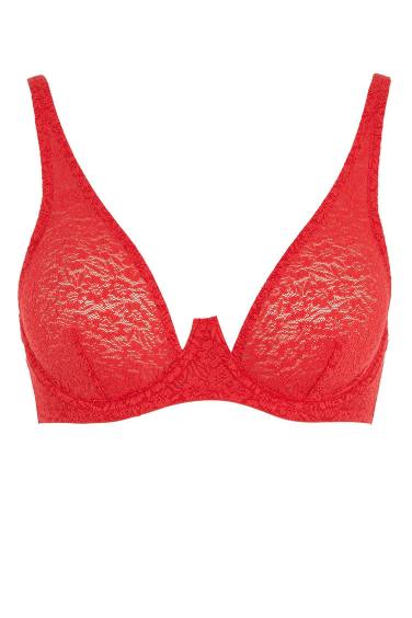 Fall in Love Lace Padless Red Bra