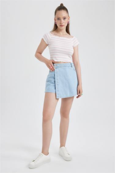 Футболка з коротким рукавом приталеного крою смугастий Камзол для жінок