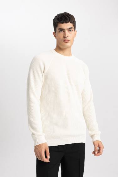 Standard Fit Crew Neck Basic Knitted Pullover