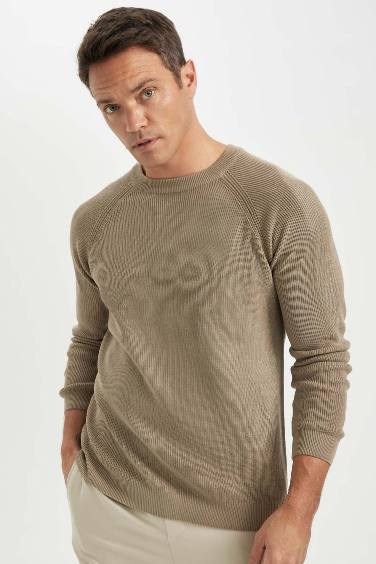 Standard Fit Crew Neck Basic Knitted Pullover