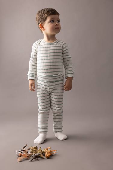 Baby Boy Striped Ribbed 2 Piece Sweatpants