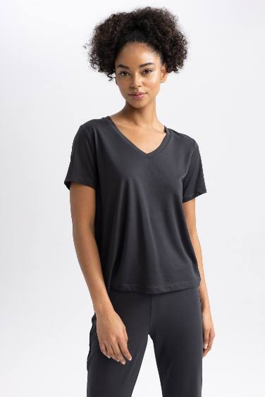 DeFactoFit Standard Fit Premium V Neck Sports T-Shirt