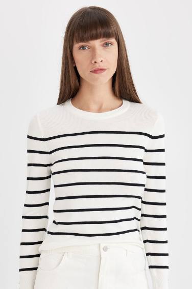 Regular Fit Crew Neck Striped Pullover