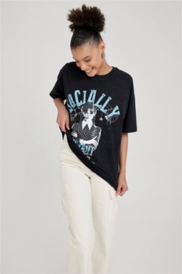 تي شيرت مطبوع اوفر سايز من وينزداي