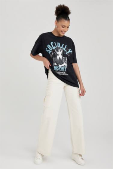 تي شيرت مطبوع اوفر سايز من وينزداي