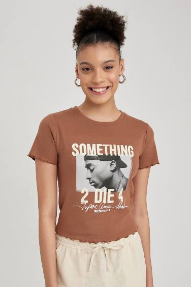 Tupac Shakur Fitted Ribana Short Sleeve T-Shirt