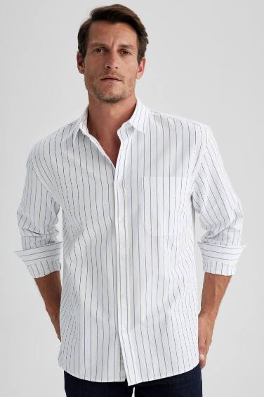 Relax Fit Striped Oxford Long Sleeve Shirt