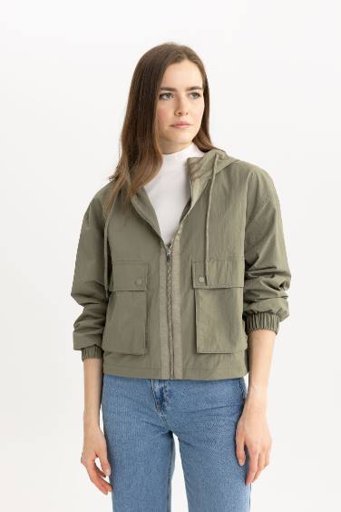 Relax Fit Hooded Zipper Waterproof Jacket