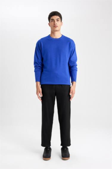 релакс пішімі дөңгелек жаға трикотаж Пулловер