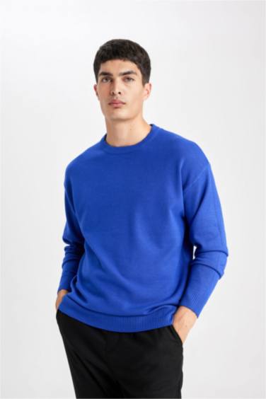 релакс пішімі дөңгелек жаға трикотаж Пулловер