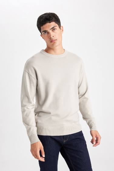 релакс пішімі дөңгелек жаға трикотаж Пулловер