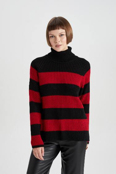 Oversize Fit Turtleneck Ribana Pullover