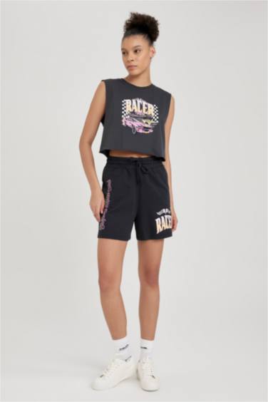 كروب توب قطن قصة فضفاضة مطبوع