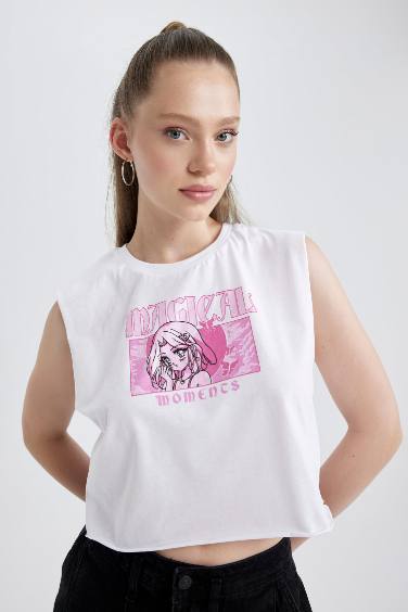 كروب توب قطن قصة فضفاضة مطبوع