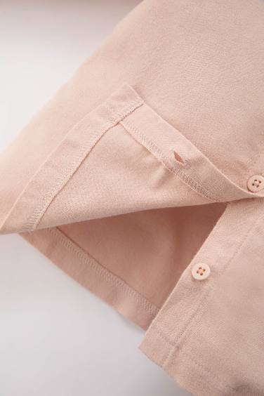 قميص فلورال بيبي بناتي كم طويل قصة عادية بياقة كبيرة