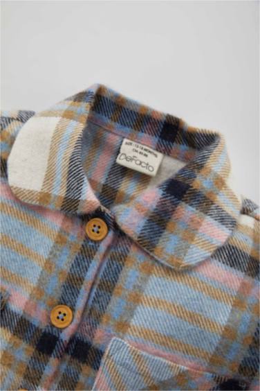 قميص كاروهات بناتي قصة عادية بكم طويل