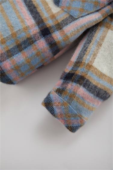 قميص كاروهات بناتي قصة عادية بكم طويل