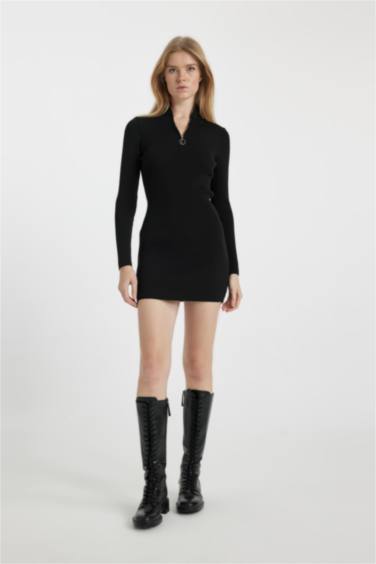 Slim Fit Half Turtleneck Knitwear Dress