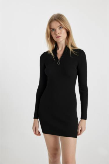 Slim Fit Half Turtleneck Knitwear Dress