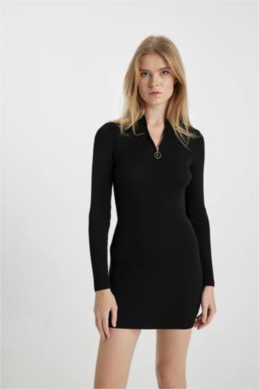 Slim Fit Half Turtleneck Knitwear Dress