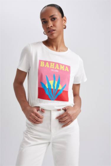 Regular Fit Crew Neck Printed Short Sleeve T-Shirt