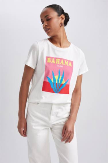 Regular Fit Crew Neck Printed Short Sleeve T-Shirt