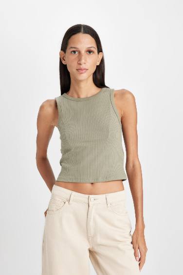 Slim Fit Halter Neck Corduroy Tank Top