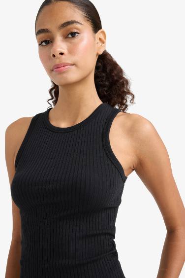 Slim Fit Dar Kesim Halter Yaka Fitilli Kaşkorse Atlet