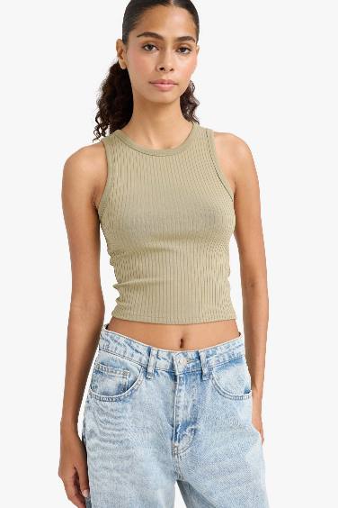 Slim Fit Dar Kesim Halter Yaka Fitilli Kaşkorse Atlet