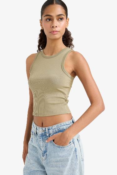 Slim Fit Dar Kesim Halter Yaka Fitilli Kaşkorse Atlet