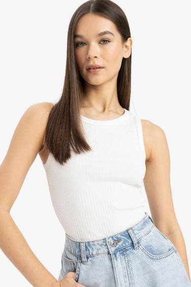 Slim Fit Dar Kesim Halter Yaka Fitilli Kaşkorse Atlet