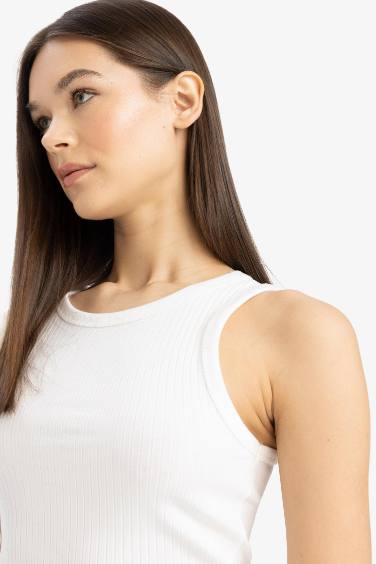 Slim Fit Dar Kesim Halter Yaka Fitilli Kaşkorse Atlet