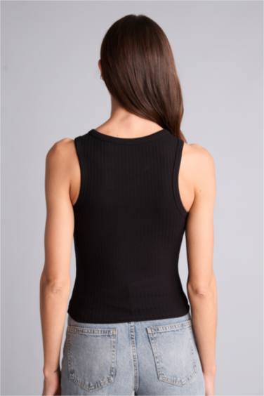 Slım Fıt Halter Yaka Fitilli Kaşkorse Atlet - Görsel 5