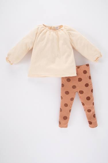 Girl Baby Long Sleeve T-Shirt Polka Dot Leggings 2 Piece Set