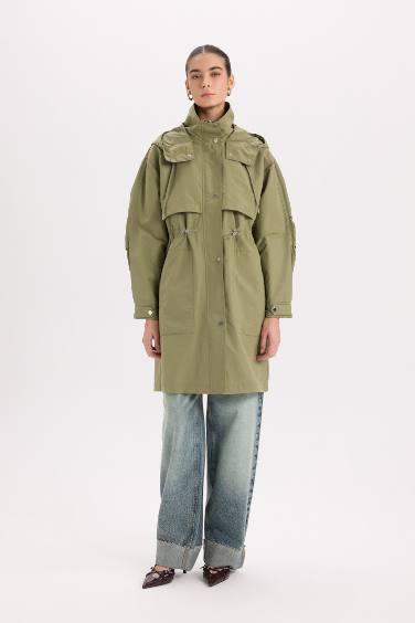Oversize Fit Hooded Waterproof Thin Long Jacket