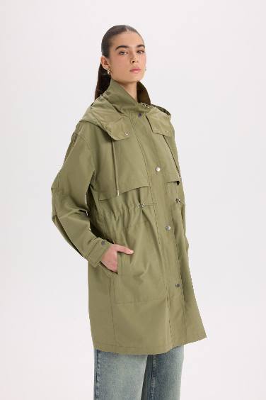 Oversize Fit Hooded Waterproof Thin Long Jacket