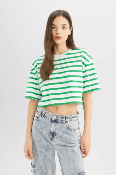 Fitted Striped Short Sleeve T-Shirt