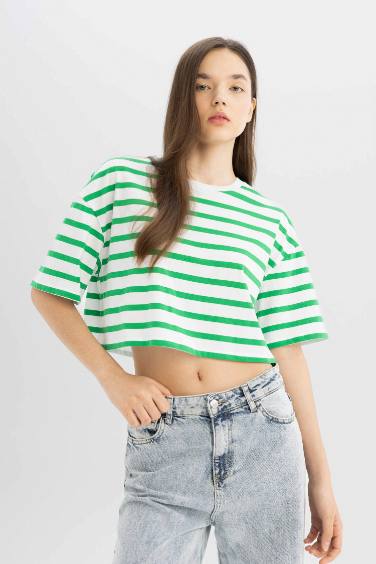 Fitted Striped Short Sleeve T-Shirt