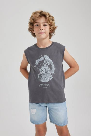 Boy Crew Neck Printed Sleeveless T-Shirt