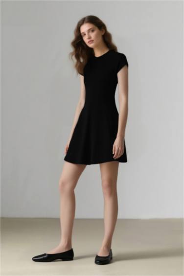 Crew Neck Camisole Raglan Sleeves Mini Dress