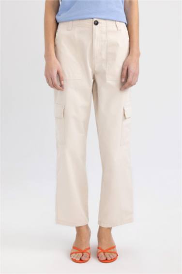 Wide Leg With Cargo Pocket Gabardine Trousers