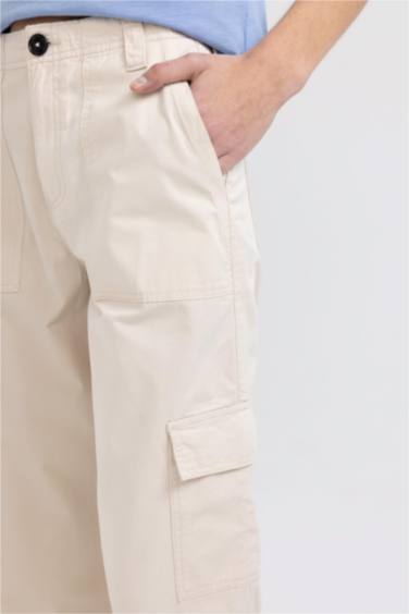 Wide Leg With Cargo Pocket Gabardine Trousers